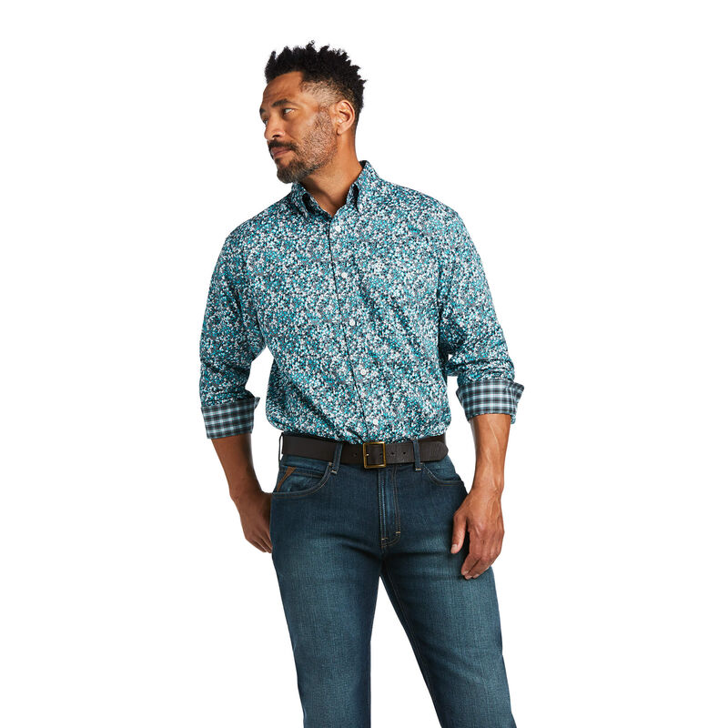 Ariat Hemden Herren - Wrinkle Free Harrison Classic Fit Blau ( ZDJOL-6815 )